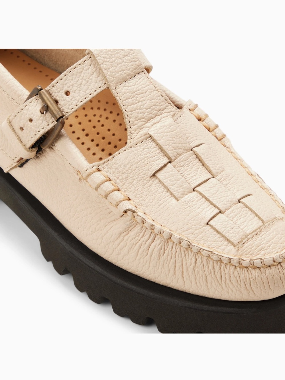 G.H. Bass & Co. Cream Leather Buckle Loafers - Picture 3 of 6